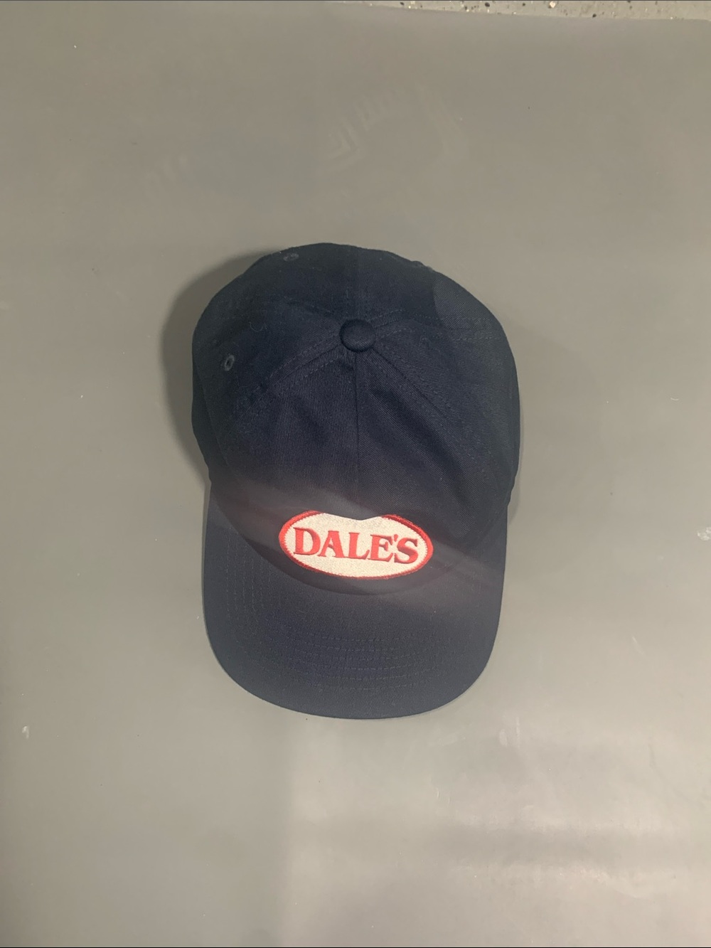 Navy Baseball Cap with Red Logo